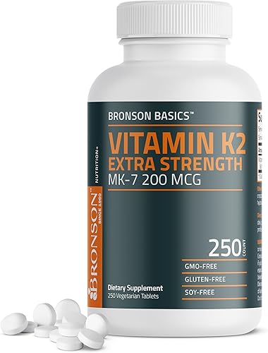 Vista 8 de Bronson Vitamina K2 MK-7 200mcg extra fuerza, 60 tabletas vegetarianas