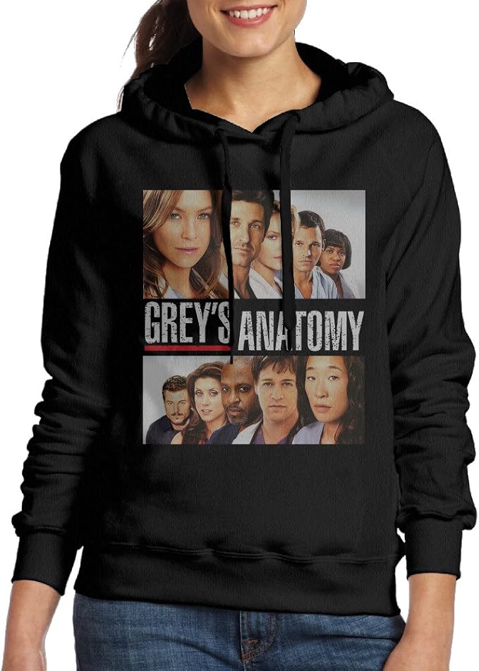 FHFHQ Women's Grey's Anatomy Hooded Sweatshirt Black Size XL at Amazon