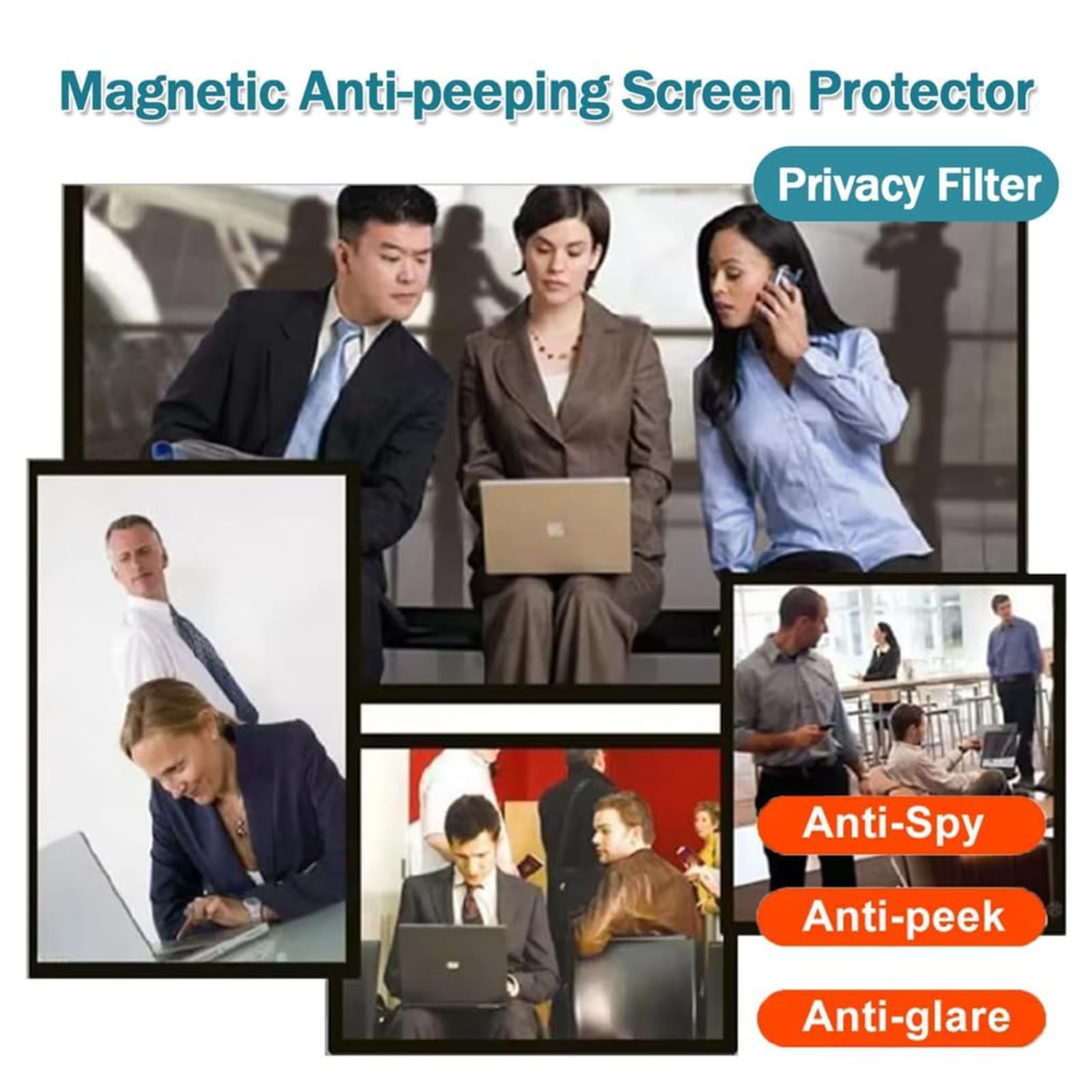 Filtro de Privacidad para Computadora Magnético, Protector de Pantalla de Computadora con Filtro Antirreflejo y Luz Azul Removible para Computadora de 32 Pulgadas 16:9,730 * 440mm