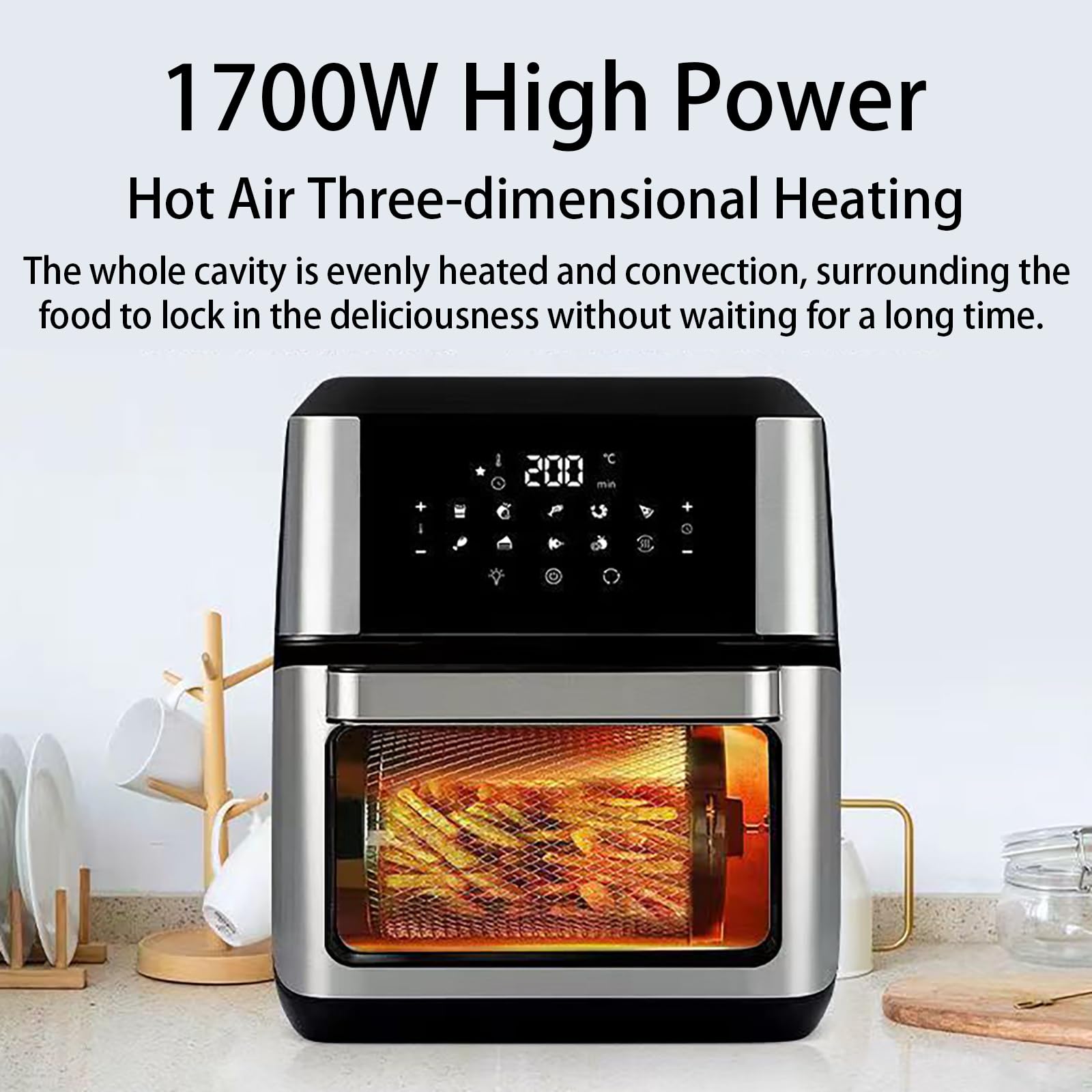 Horno de Freidora de Aire de 12L con Pantalla Táctil, Ventana Visual