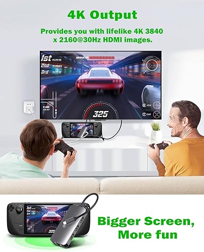 Miniatura 3 de AOLION - Base de vapor 6 en 1 Steamdeck 4K estación de acoplamiento de TV USB C Hub adaptador multipuerto con HDMIUSB 30 tipo C puerto Ethernet 2