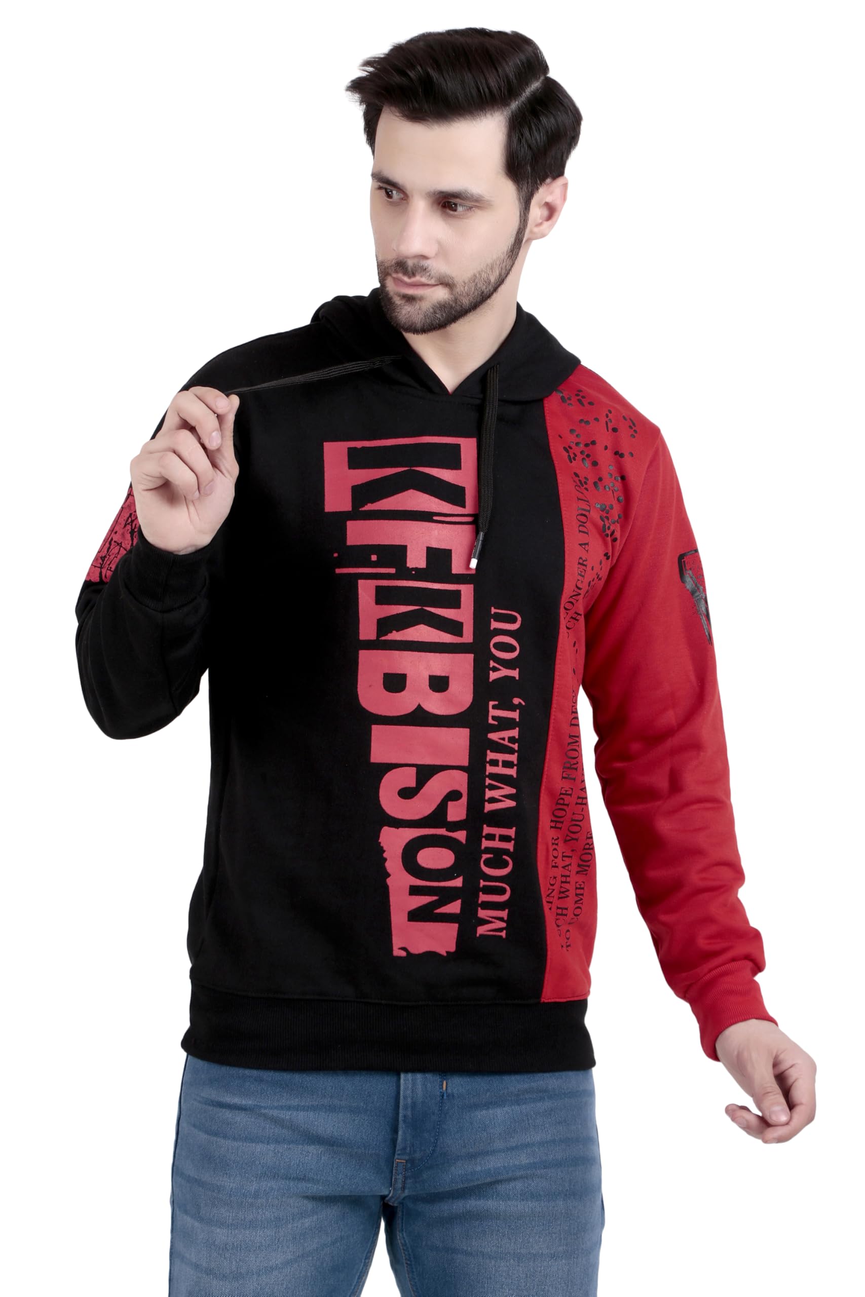 Unisex Black and White Graphic Print Hoodie - Oversized Casual Sweatshirt for Men & Women - Cotton Blend, Comfortable Fashion Wear-picture-40