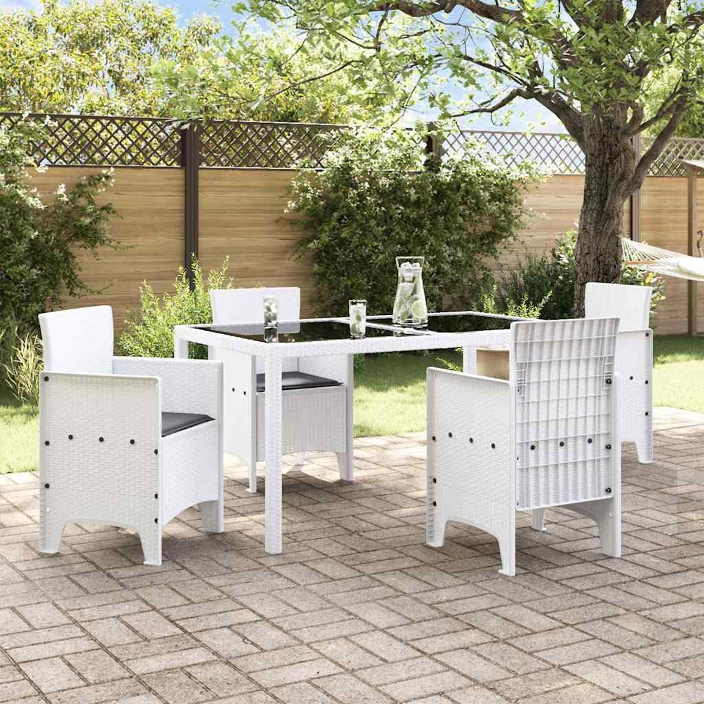 Silla de jardín de polipropileno con cojín, 4 unidades, color blanco, 53 x 49 x 85 cm, para terraza y balcón