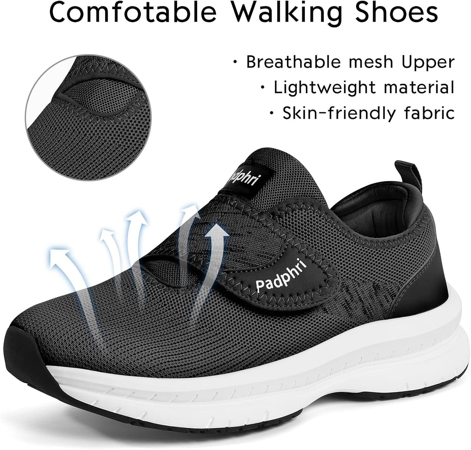 Diabetic Shoes for Men Extra Wide Width丨Walking Shoes for Elderly Foot Pain Relief Neuropathy丨Orthopedic Shoes for Swollen Feet Adjustable丨Zapatos para Diabéticos Hombre - Image 8