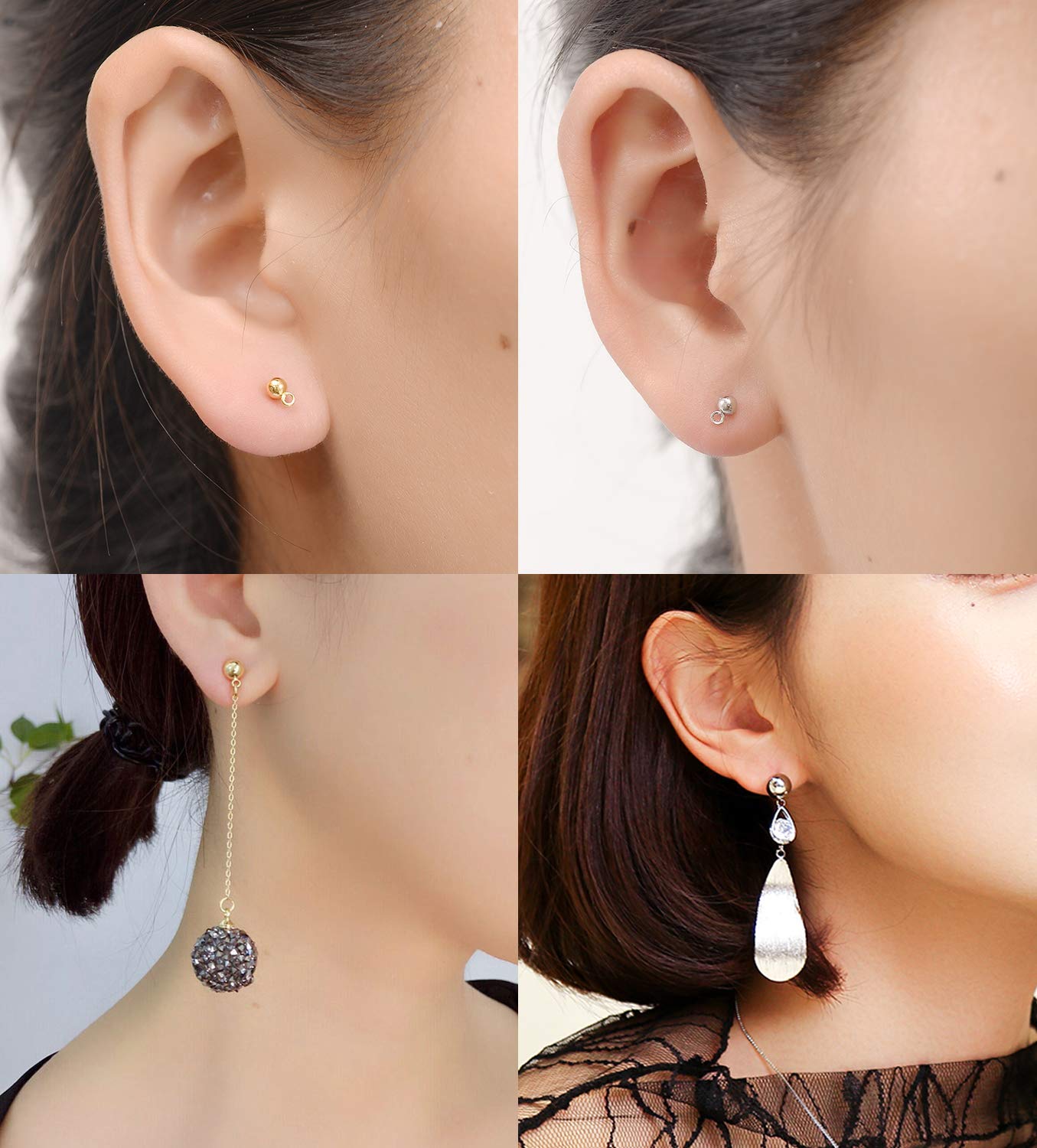ピアス パーツ 50点程 まとめ売り♡画像以外におまけあり BLAZE（手芸） ピアス パーツ 丸玉 カン付き 4個セット 2ペア