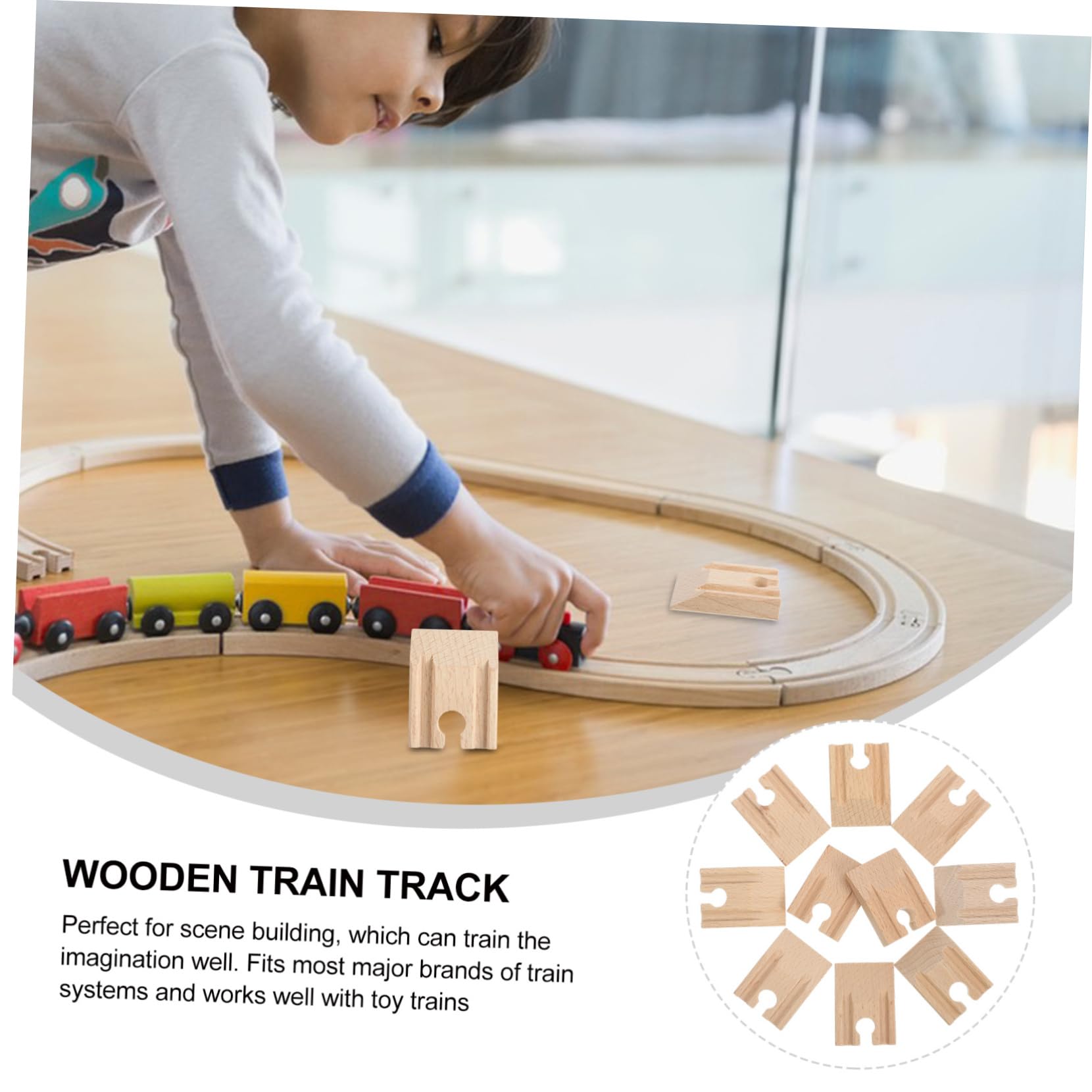 TOYANDONA 40pezzi Piste Concave Legno Per Treni Accessori Educativi Per Espansione Ferroviaria Design Compatto e Facile Da Usare