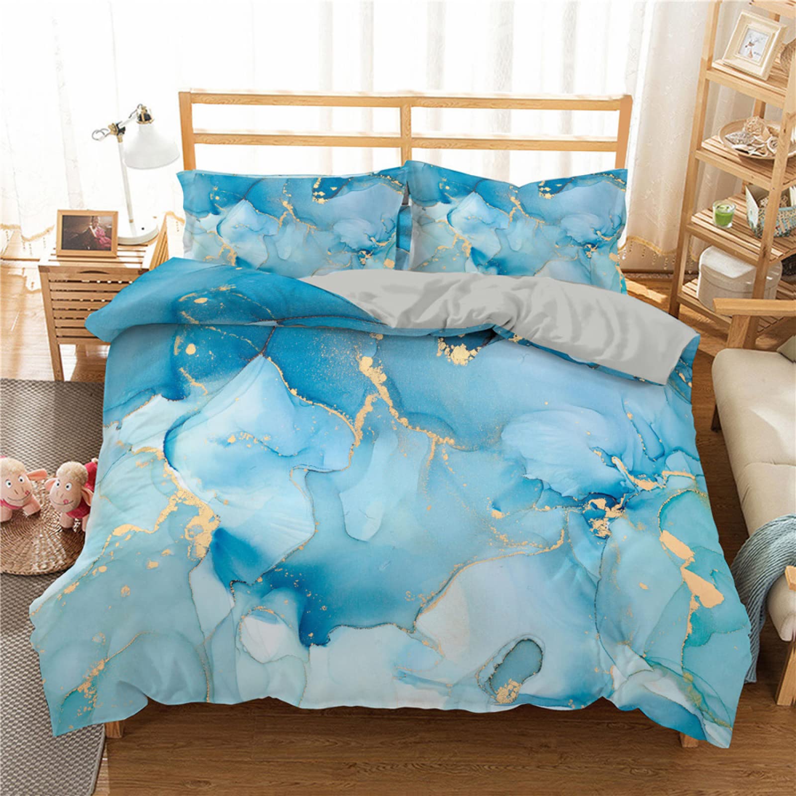 Housse couette 160x200 fermeture éclair zippée avec microfibre anti-froissement