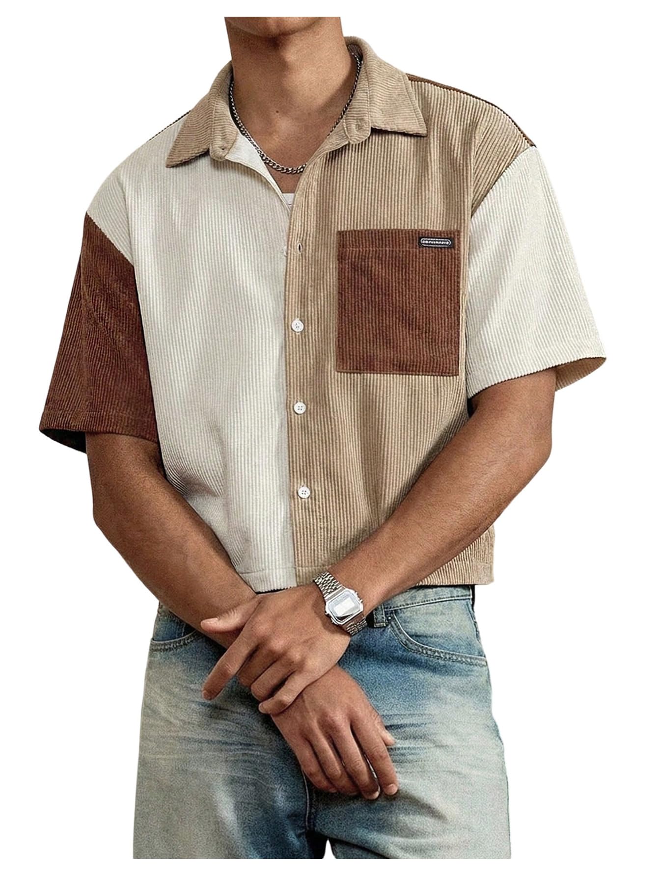 GORGLITTER Men's Cropped Shirt B
