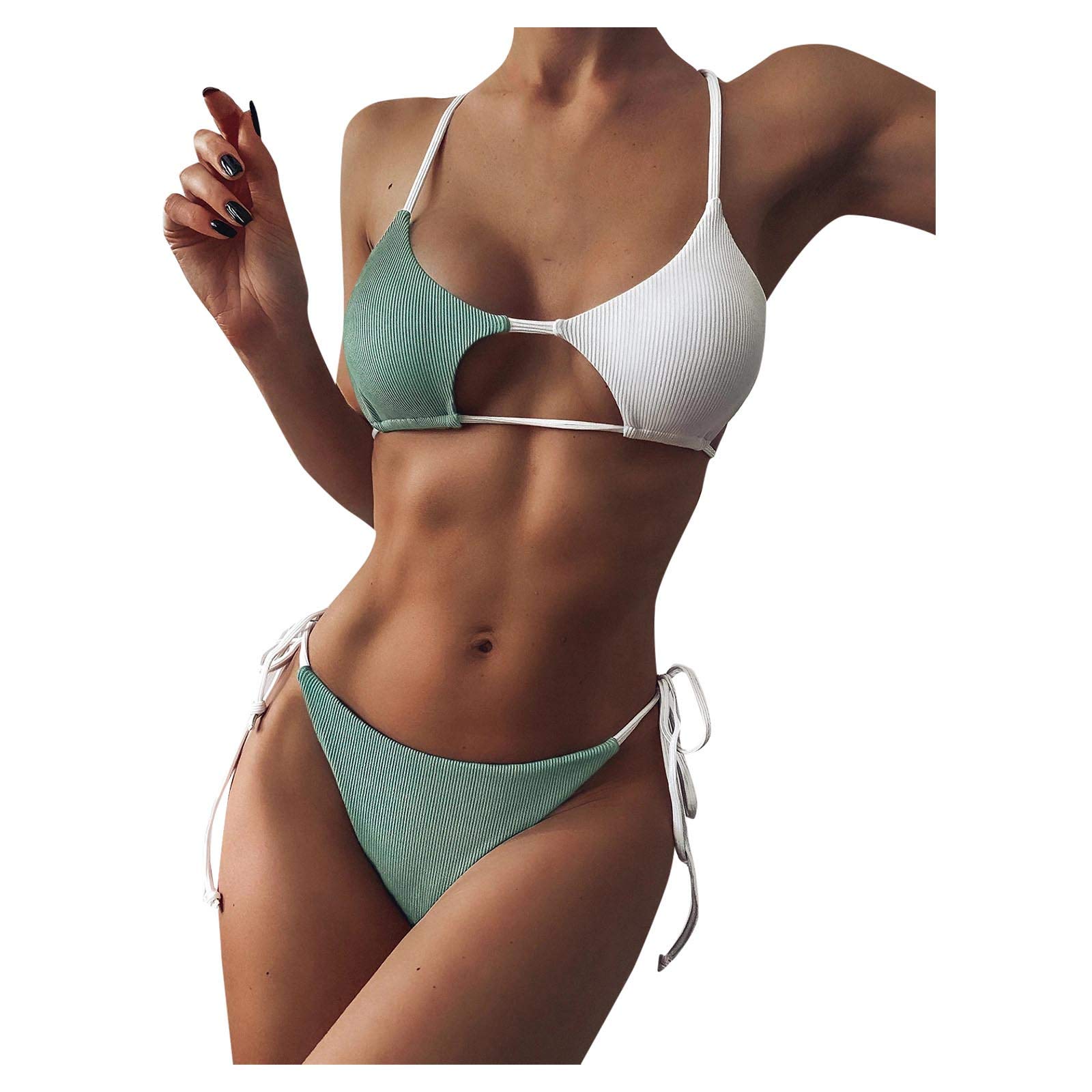 riou Bikinis Mujer 2024 Push Up Sexy Halter Bikini Traje de Baño Dos Piezas Sujetador y Braguitas Cintura Alta Bañador de Baño Ropa de Baño de Playa Natacion Vikinis