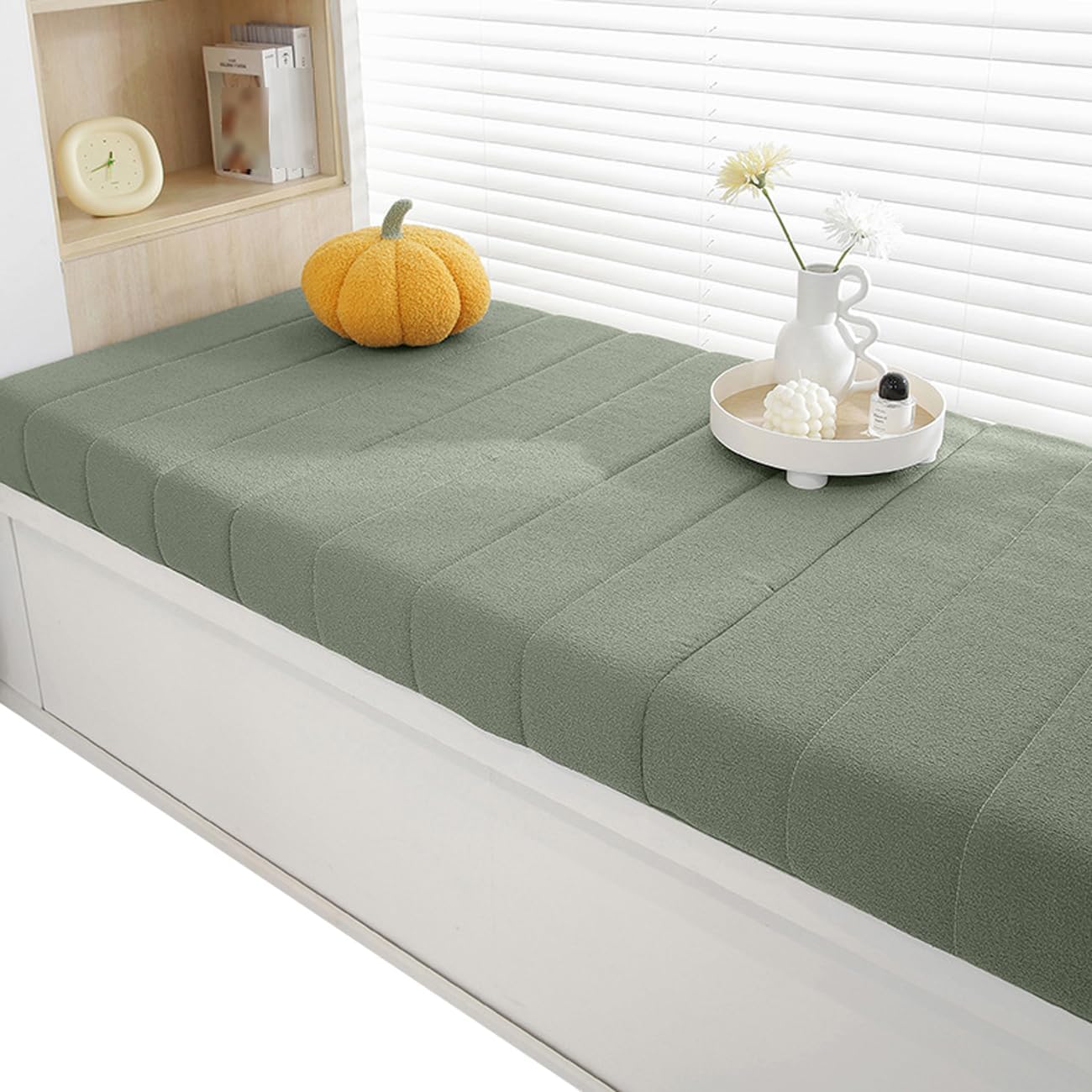 TALCON Indoor Window Seat Cushion, Multiple Sizes Bay Window Bench Cushions Non-Slip Thickened Splash-Proof Furniture Seating Pad (78x17x2inch,Green)
