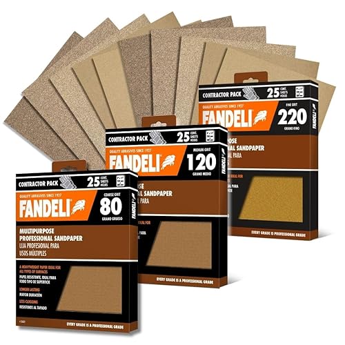 Miniatura 17 de Fandeli Papel de lija multiusos Granos surtidos (80,120,220) 25 hojas de 9 x 11 pulgadas Perfecto para lijar metal y lijar madera Lijado a