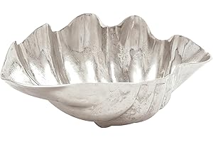 Deco 79 Coastal Aluminum Decorative Bowl, SMALL SIZE, Silver