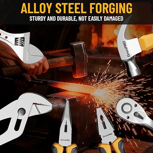 Miniatura 8 de Kit de herramientas de 218 piezas para el hogar, caja de herramientas con juego de herramientas manuales generales para el hogar, herramientas con