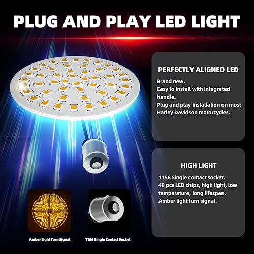 Miniatura 9 de FATECIM 2X Bullet TurnSignal Light Turbina Reemplazo Rojo Lente Cubierta para Softail Street Road Glide Fatboy Sportster Dyna Deluxe Bicicletas Snap