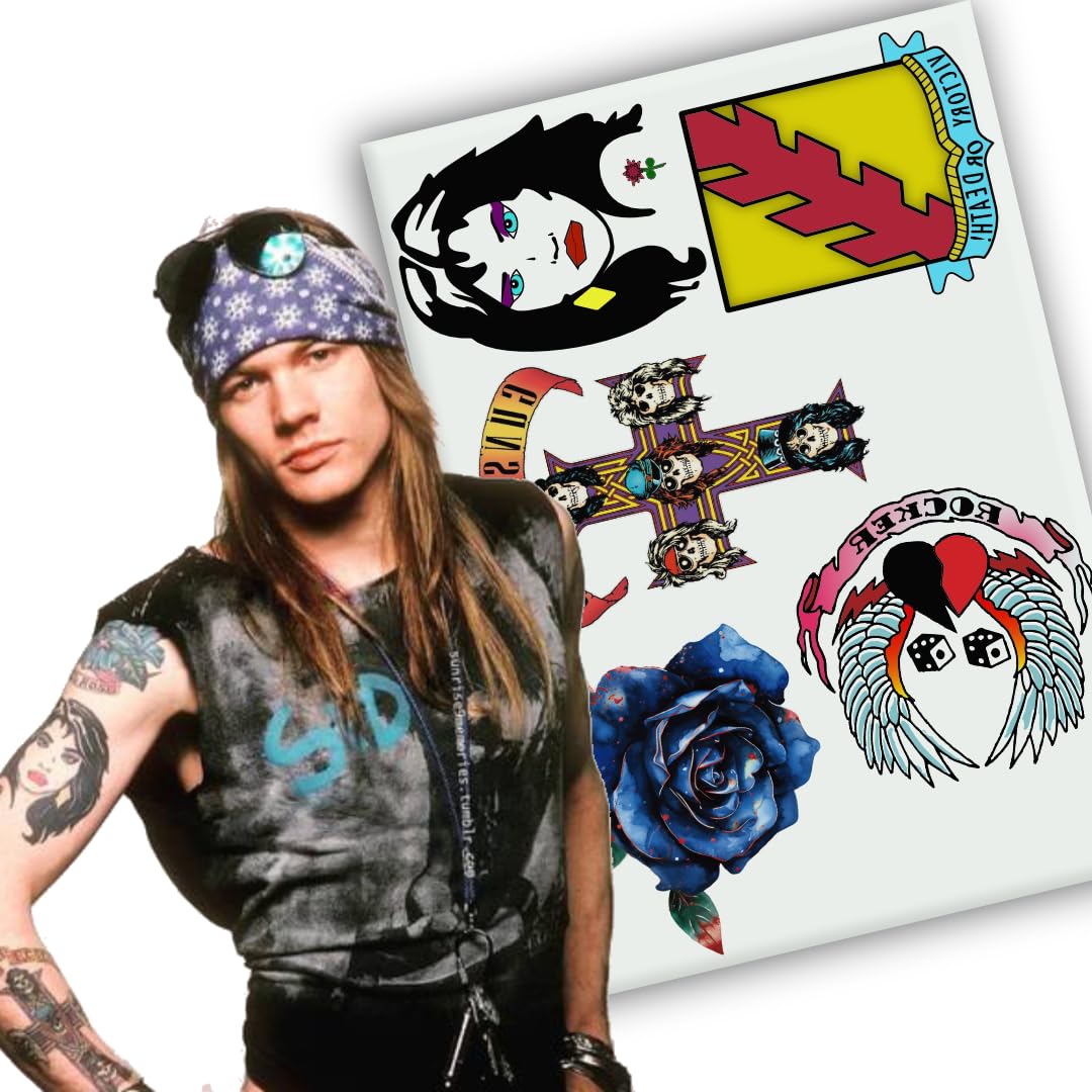 Zestaw tymczasowych tatuaży Axl Rose - Guns N' Roses - Kostium - Karnawał - Halloween - Cosplay