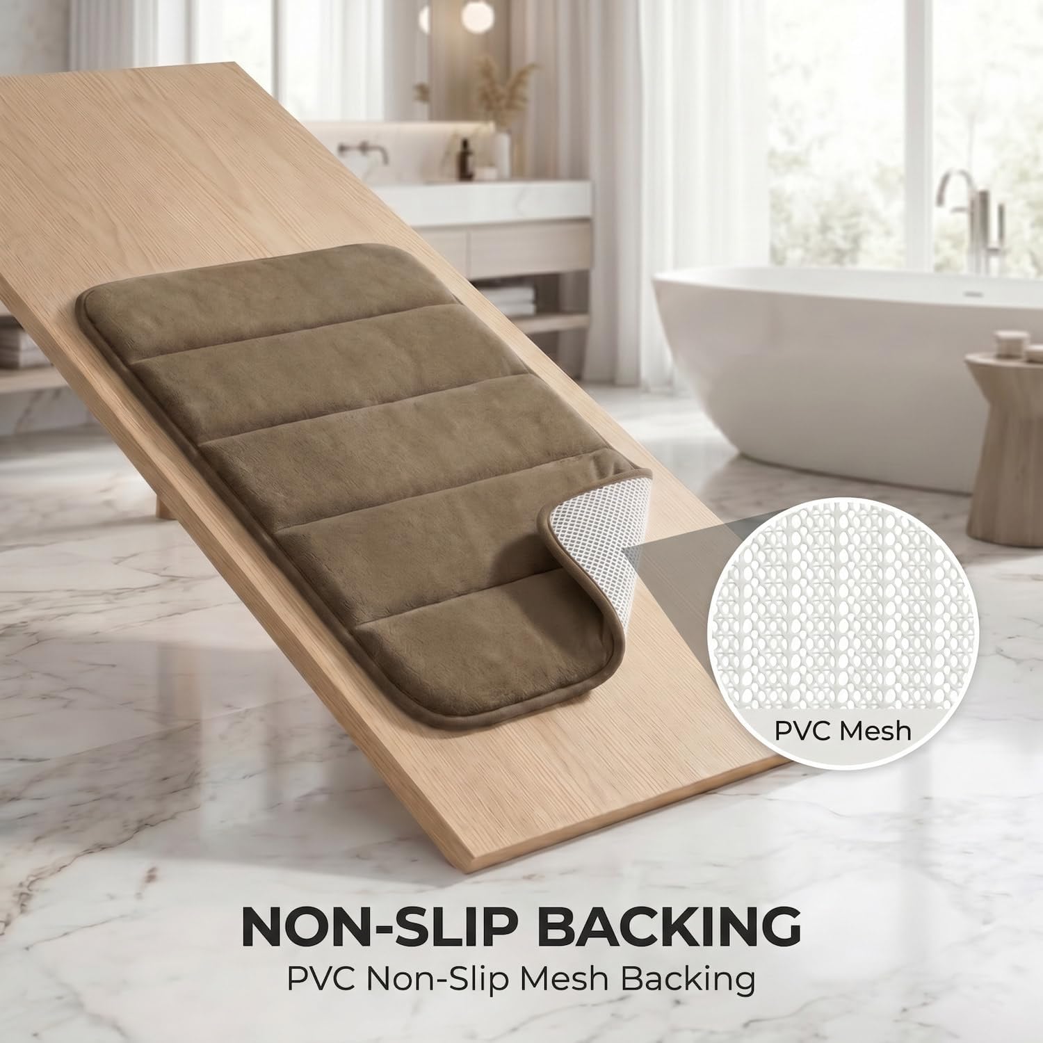 Bathroom Rugs Set 3 Piece, Memory Foam Bath Rugs, Non Slip Washable Bathroom Rug Set, Extra Soft Absorbent Bath Mats with U-Shaped Toilet Rug, Coffee