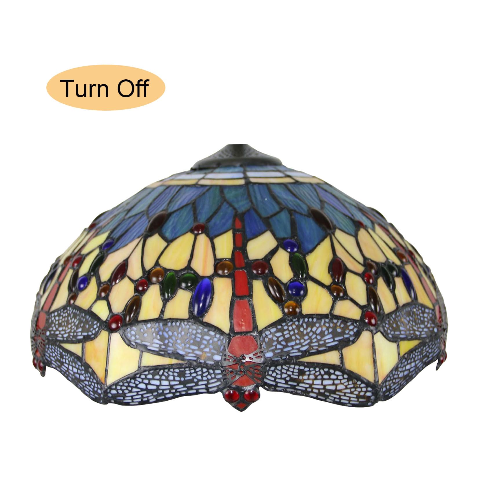 Dragonfly Style Stained Glass Lamp Shade Replacement Only 16X8
