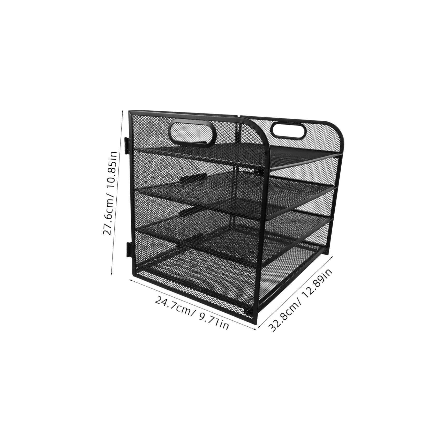 OSALADI 4livello Organizzatore per Documenti in Rete Metal Portadocumenti con Maniglia Struttura Quattro Organizer da Scrivania per Ufficio e Scuola