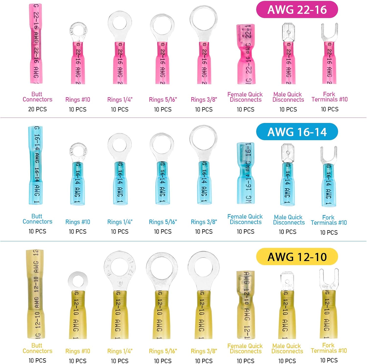 TICONN 250Pcs Heat Shrink Wire Connectors+Heat Gun 1500W Variable Temperature Control