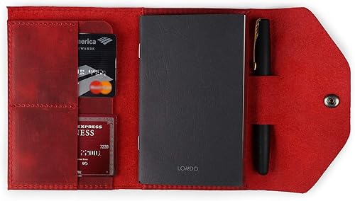 Londo Cartera de cuero genuino - Padfolio con bloc de notas y cierre a presión para negocios, oficina y viajes