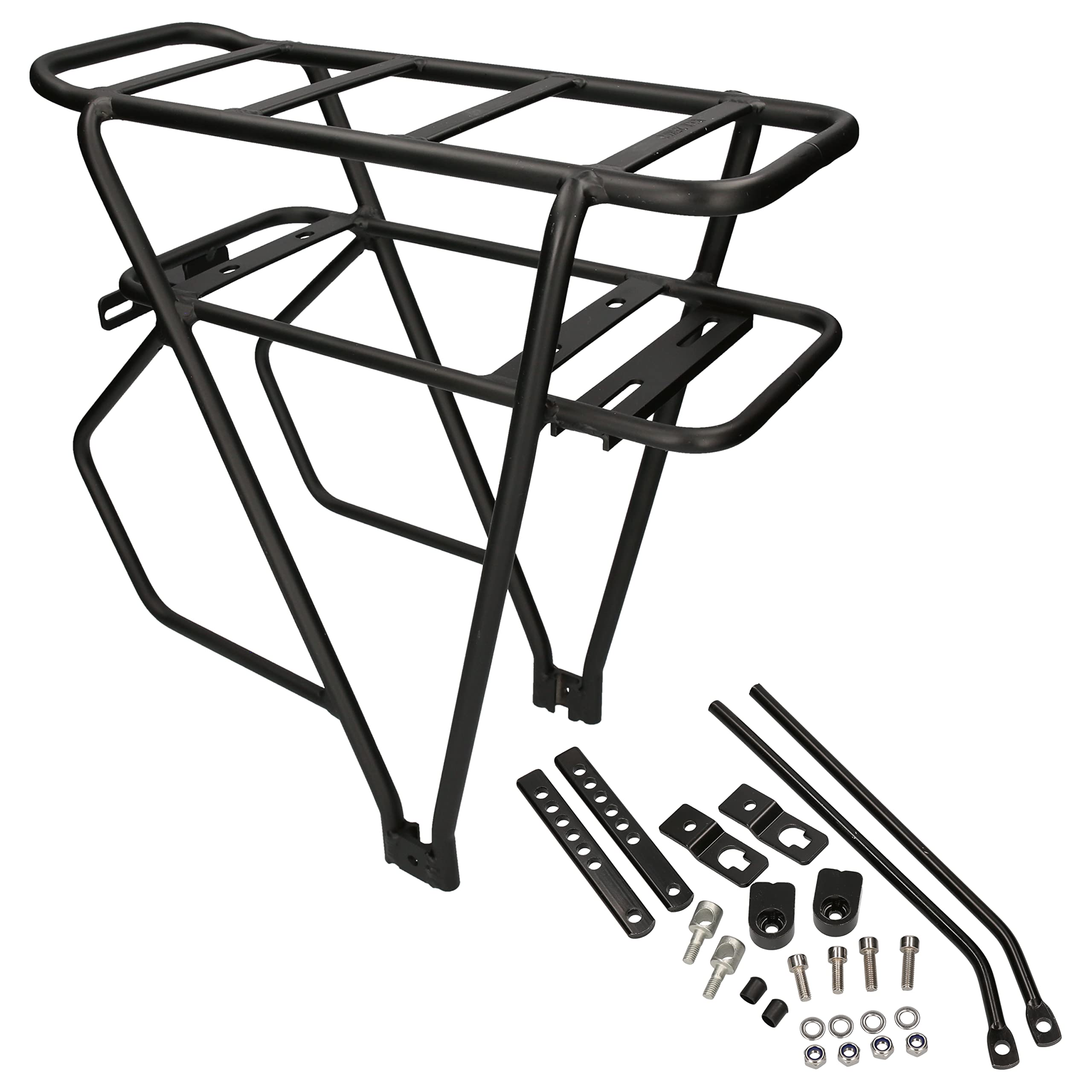 Gepäckträger für Akkus mit 425x158x85mm, Aluminiumlegierung, 4 Befestigungspunkte, Schwarz, 425x158x85mm, E-Bike, Elektro Fahrrad, Pedelec