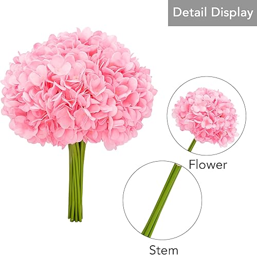 Miniatura 7 de Flores artificiales, falsas, de color rosa, paquete de 5, 20 cabezas, para bodas, hogar, fiesta, restaurante