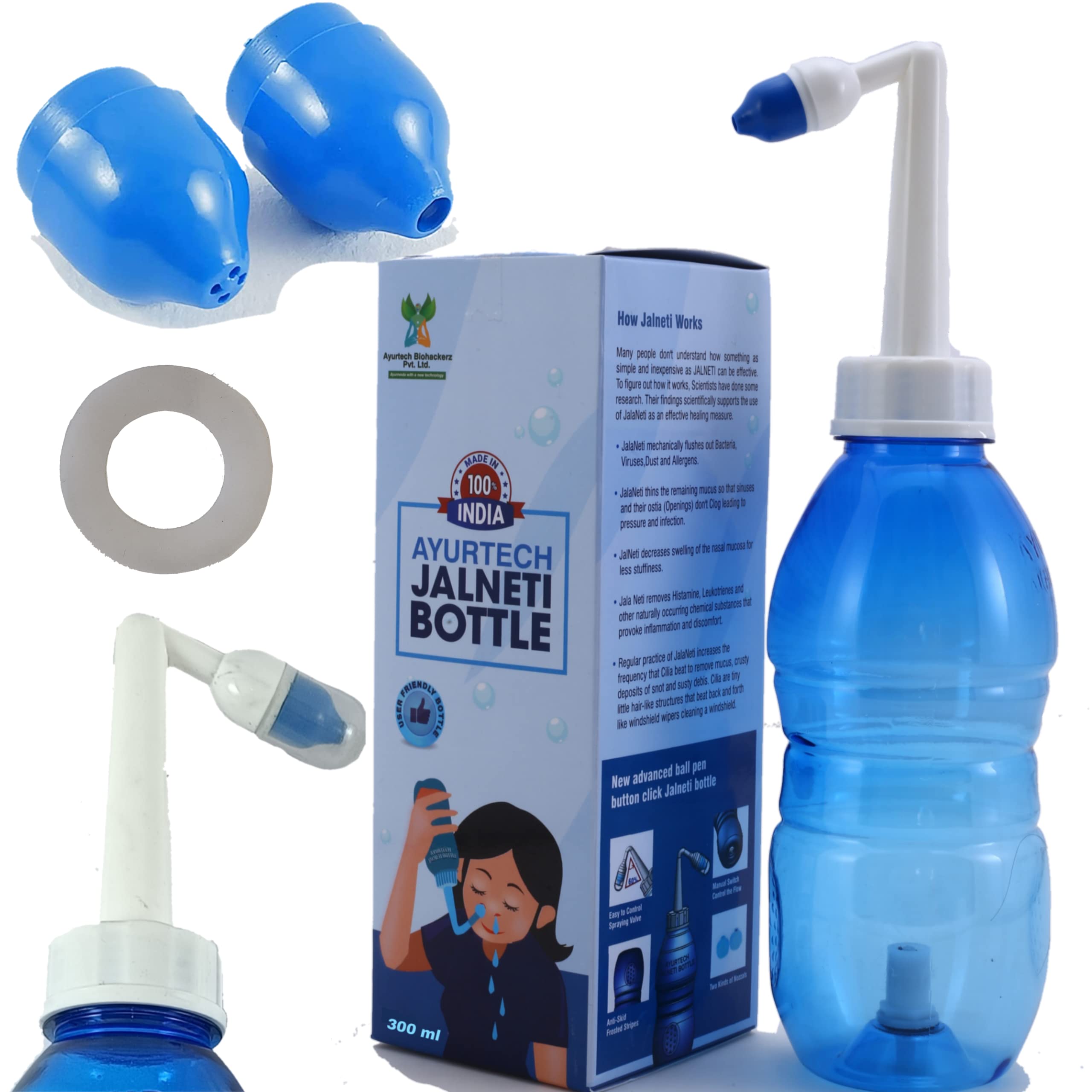 Buy Ayurtech Jal Neti Pot Bottle 300 ML + Nasal Rinse neti Salt with