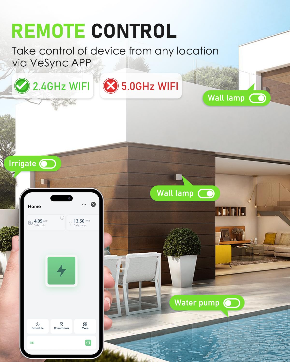 Greenaura Enchufe Inteligente, Enchufe con Medidor de Consumo Electrico, Enchufe Exterior, Enchufe Temporizador, Enchufe con Mando a Distancia, Enchufe Alexa, Enchufe Smart Life, 2PCS | Impermeable IP44 - Toma conectada con aplicación Smart Life - Control