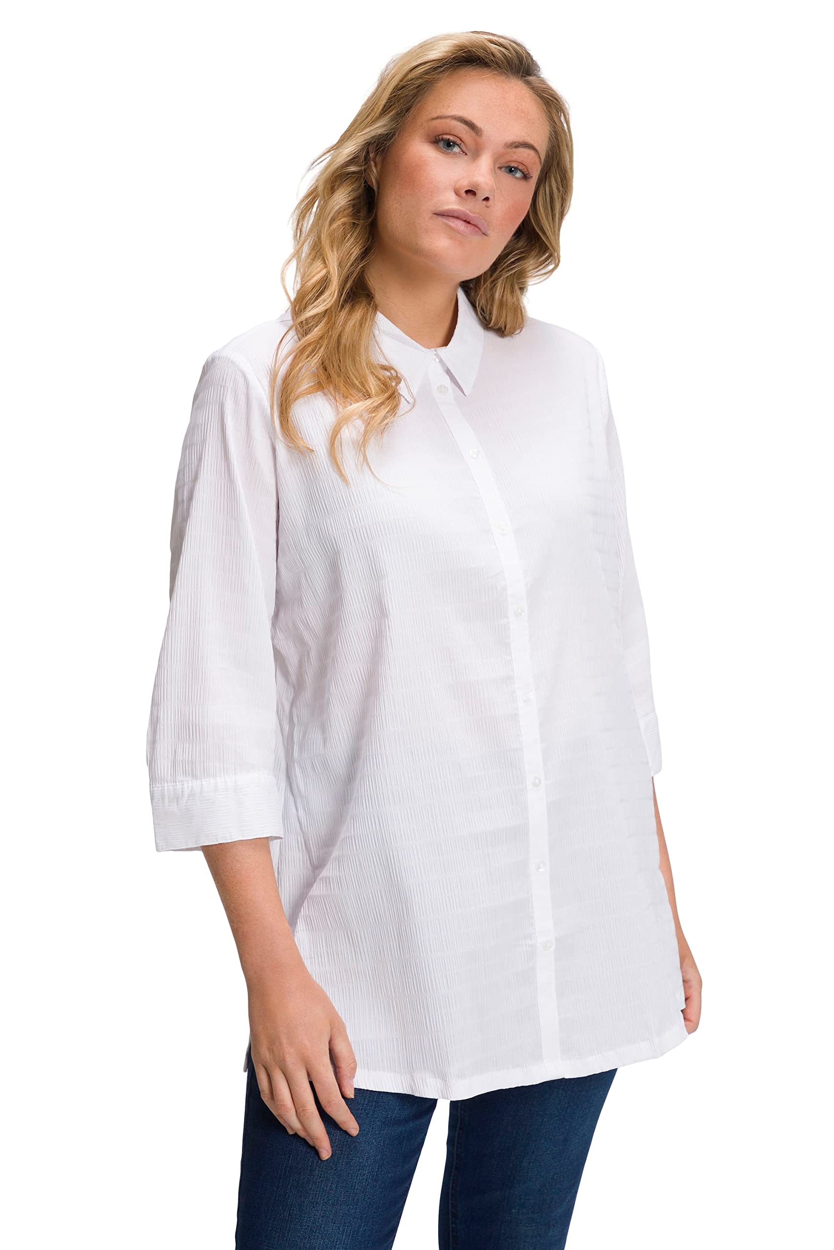 Ulla Popken Women's Snow White Bubble Blouse Blouses, 24 Uk/26 Uk