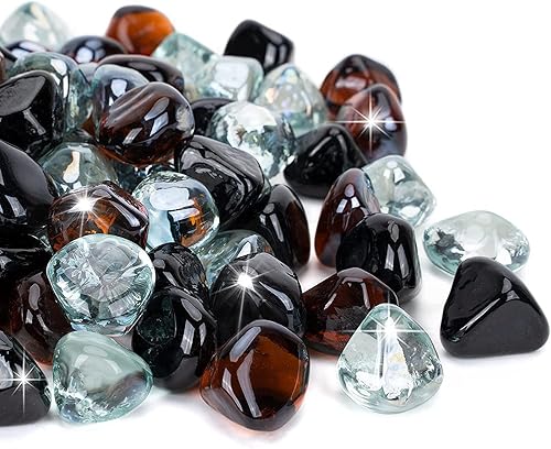 Miniatura 2 de onlyfire Diamantes de cristal de fuego de 10 libras para hoguera de propano, piedras de cristal mezcladas de 12 pulgada para chimenea de gas y mesa