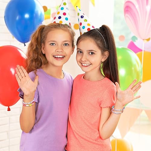 Miniatura 3 de Jadive Juego de 48 pulseras de amistad coloridas para niños, pulseras elásticas ajustables con cuentas Swift, pulseras de surfista Heishi, juego de