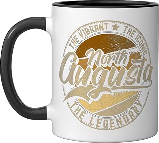 North Augusta SC | South Carolina | Vintage Distressed Ceramic Mug, Black/White