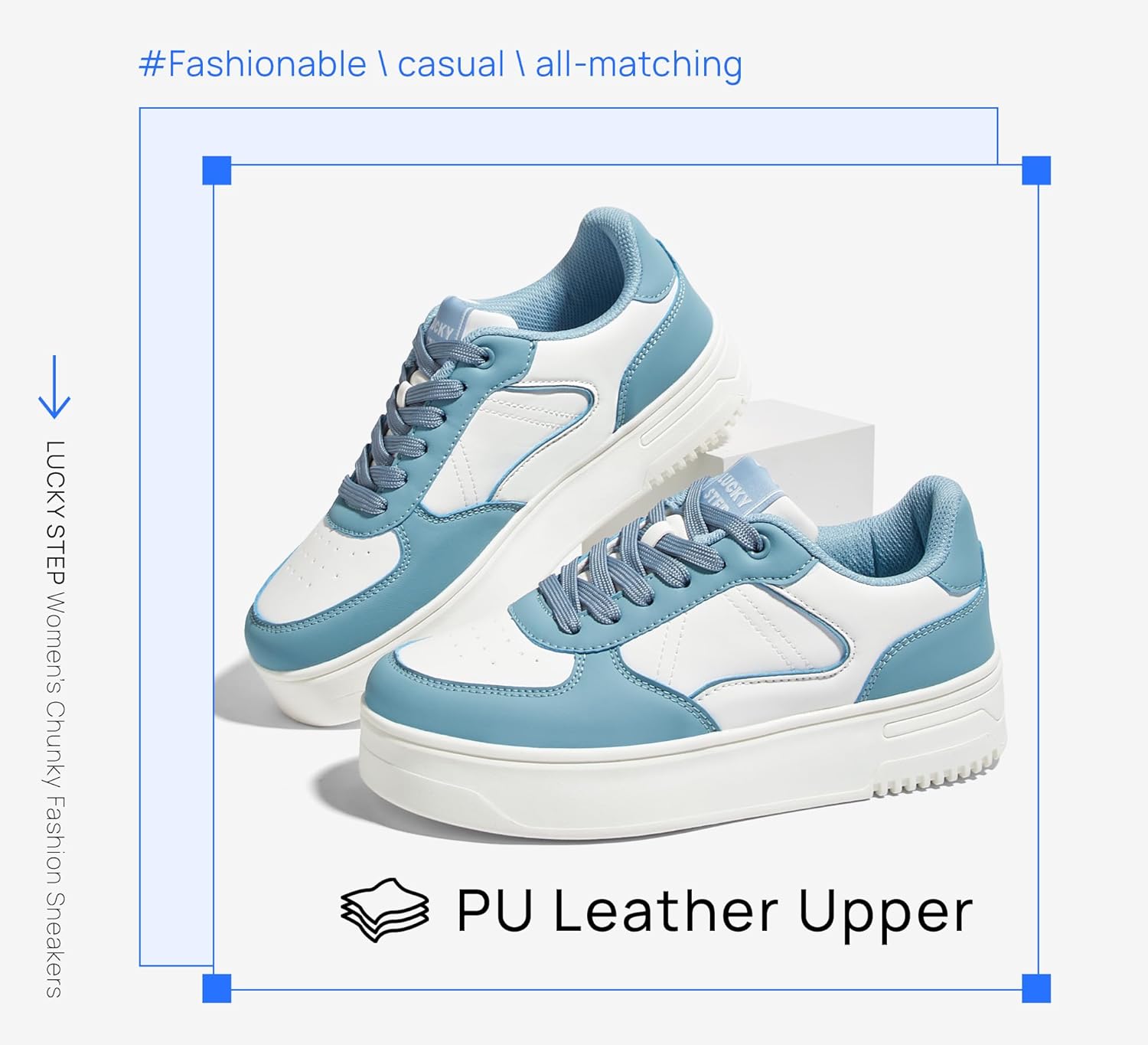 LUCKY STEP Women's Chunky Fashion Sneakers Platform Casual Non Slip Walking Shoes Low Top Comfortable Classic Athletic Sneaker - Image 3