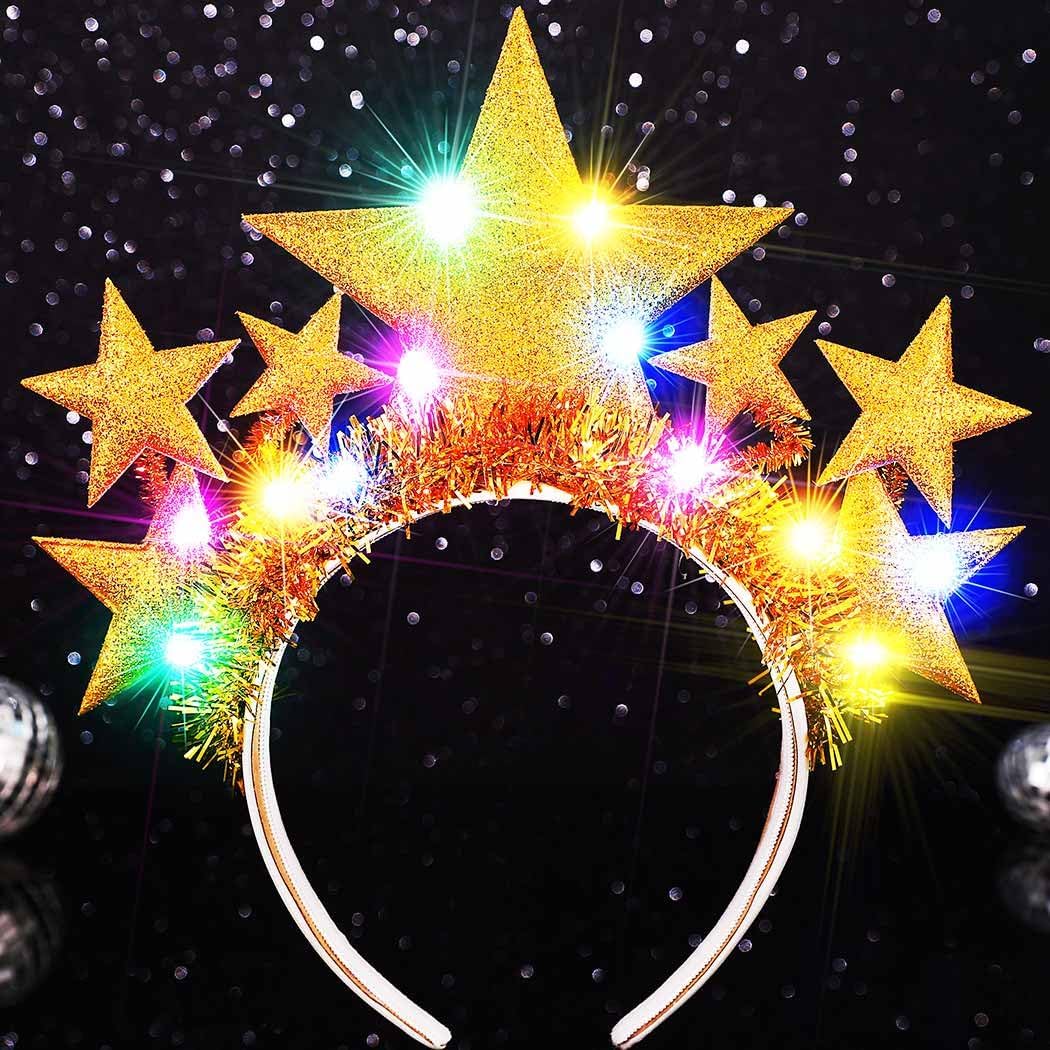 GORTIN Light up Star Headband Silver Glowing LED Headbands Star Costume Headpiece Hair Accessories for Women