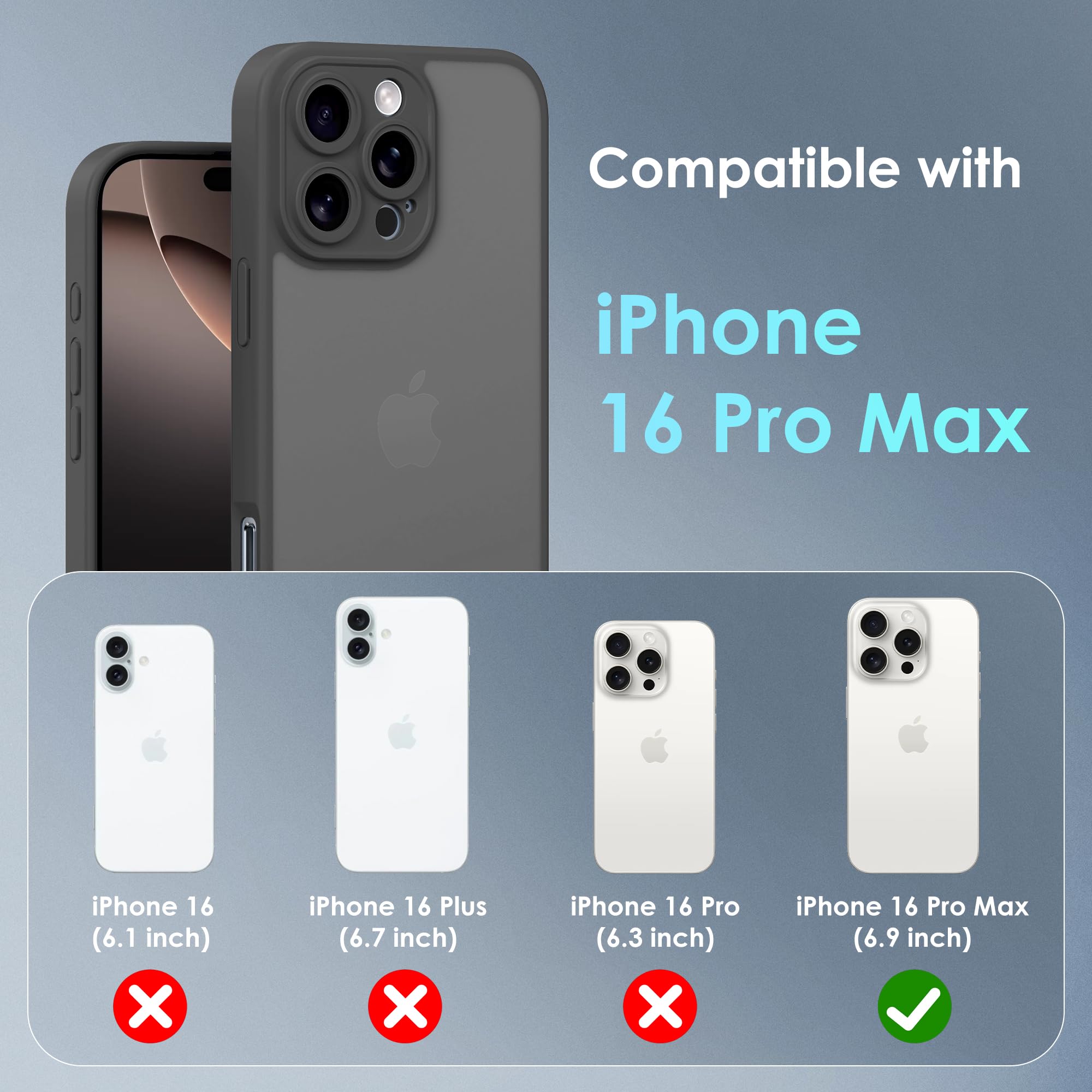 Mootobo for iPhone 16 Pro Max Case with Camera Lens Full Cover Protection, Military-Grade Drop Protection Phone Case - Image 3