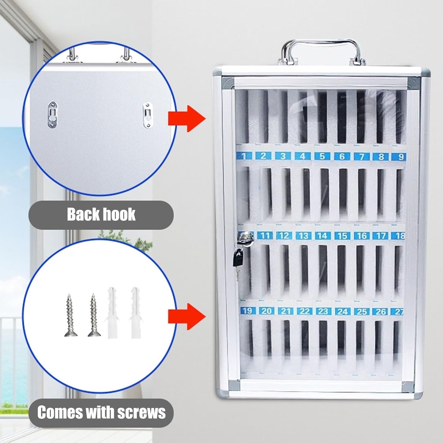 Wall Mount 6-60 Bits Mobile Phone Storage Manage Locker Cell Phone Box for School Office Staff(12bits)