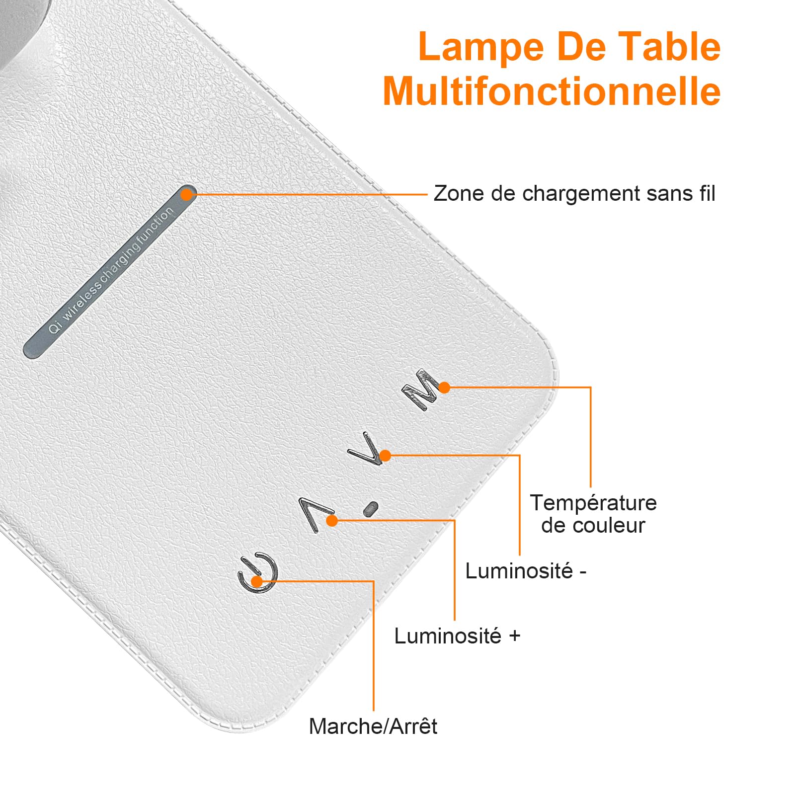 Lámpara de escritorio LED con adaptador, plegable, lámpara de noche regulable con 5 modos de color y 5 niveles de brillo, puerto de carga USB, para lectura de trabajo (blanco, pro)