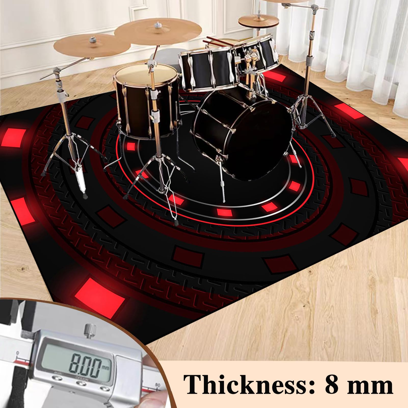 Dywaniki z baterią akustyczną Dywan bębnowy do zestawów perkusyjnych elektronicznych bębnów i innych instrumentów muzycznych antypoślizgowe maty bębnowe mata bębnowa mata na baterie 120 x 90