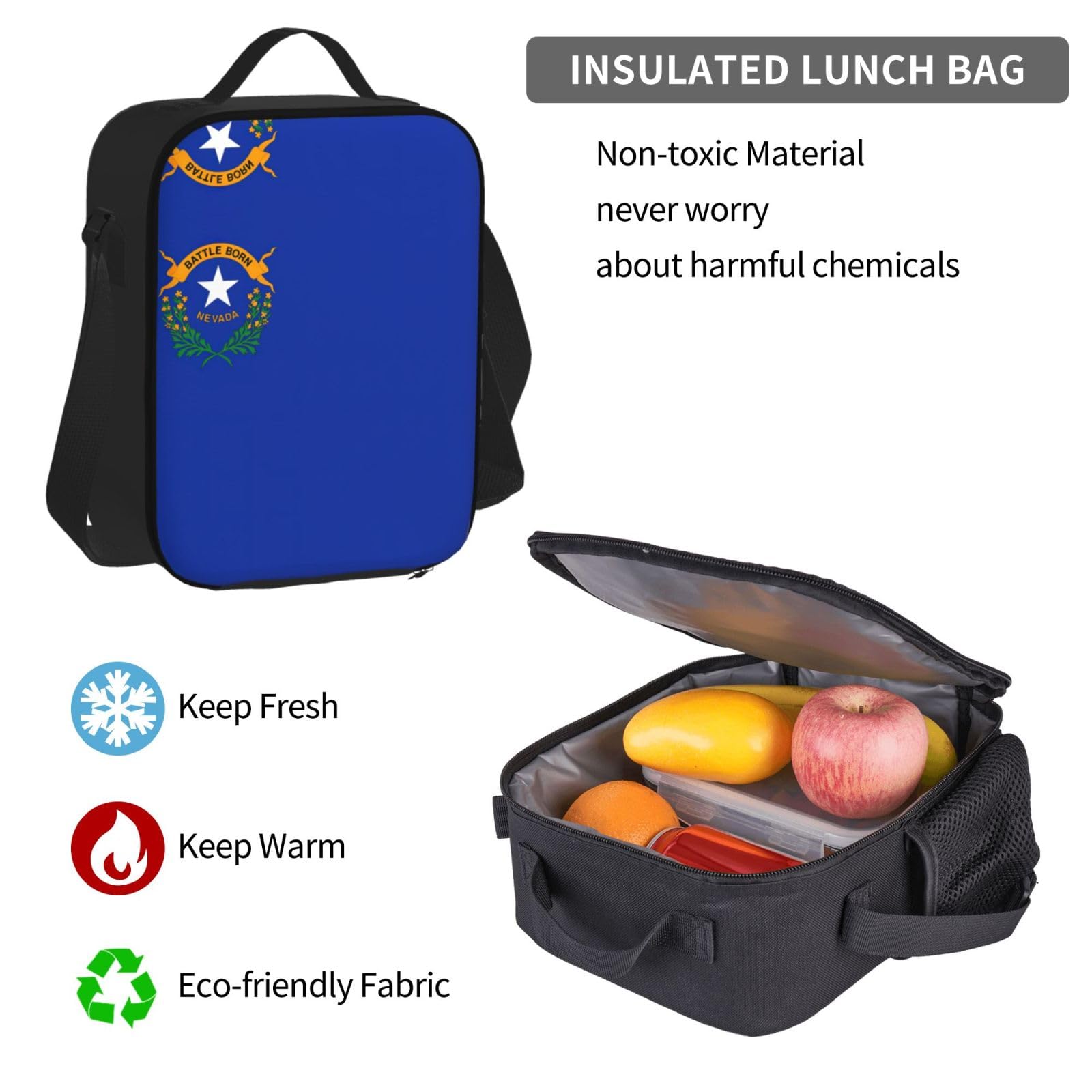 Flaga stanu Nevada plecak dziecko chłopcy dziewczęta pudełko na lunch szkoła torba zestaw uczniów szkoły student prezent, Czarny, One Size, Bagaż