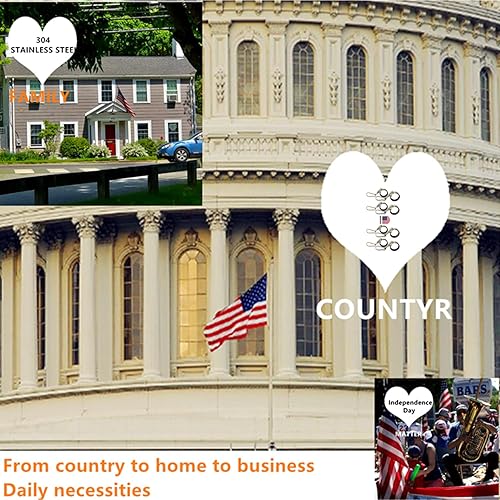 Miniatura 4 de Clip para asta de bandera con mosquetón para asta de bandera de acero inoxidable para todos los vehículos, barcos, casas, mástiles de bandera de