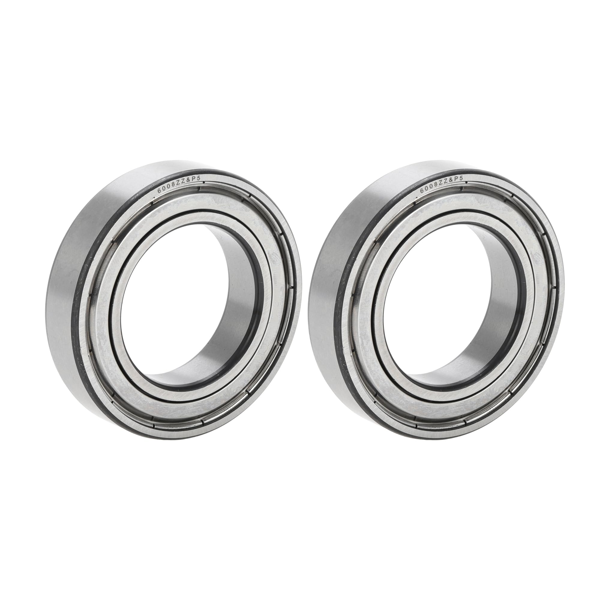 A ABSOPRO Roulements à Billes à Gorge Profonde 6008ZZ P5 40x68x15mm Lubrifiés Double Joint Métallique Tonalité Argent Roue de Trottinette Skateboard - Lot de 2