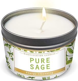 Manifestation Candles Pure Sage Purification and Chakra Healing - Natural Soy Wax Tin Candle