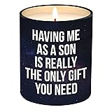 Mothers Day Gifts for Mom from Son - Birthday Gifts for Mom from Son - Moms Birthday Gift Ideas from Son - Mother Gift, Funny Mother Candle, 10 Oz Jar Lemongrass Scent Soy Wax Candle Mom 01
