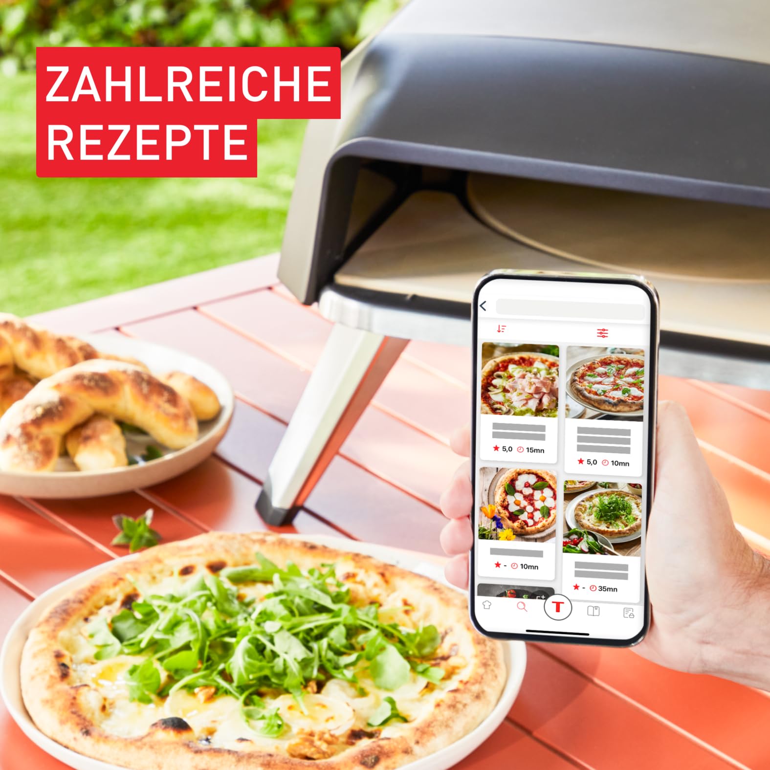 Tefal Pizza Pronto Gas-Pizzaofen 400 °C Edelstahl Temperaturregler Drehstein Pizzaschieber