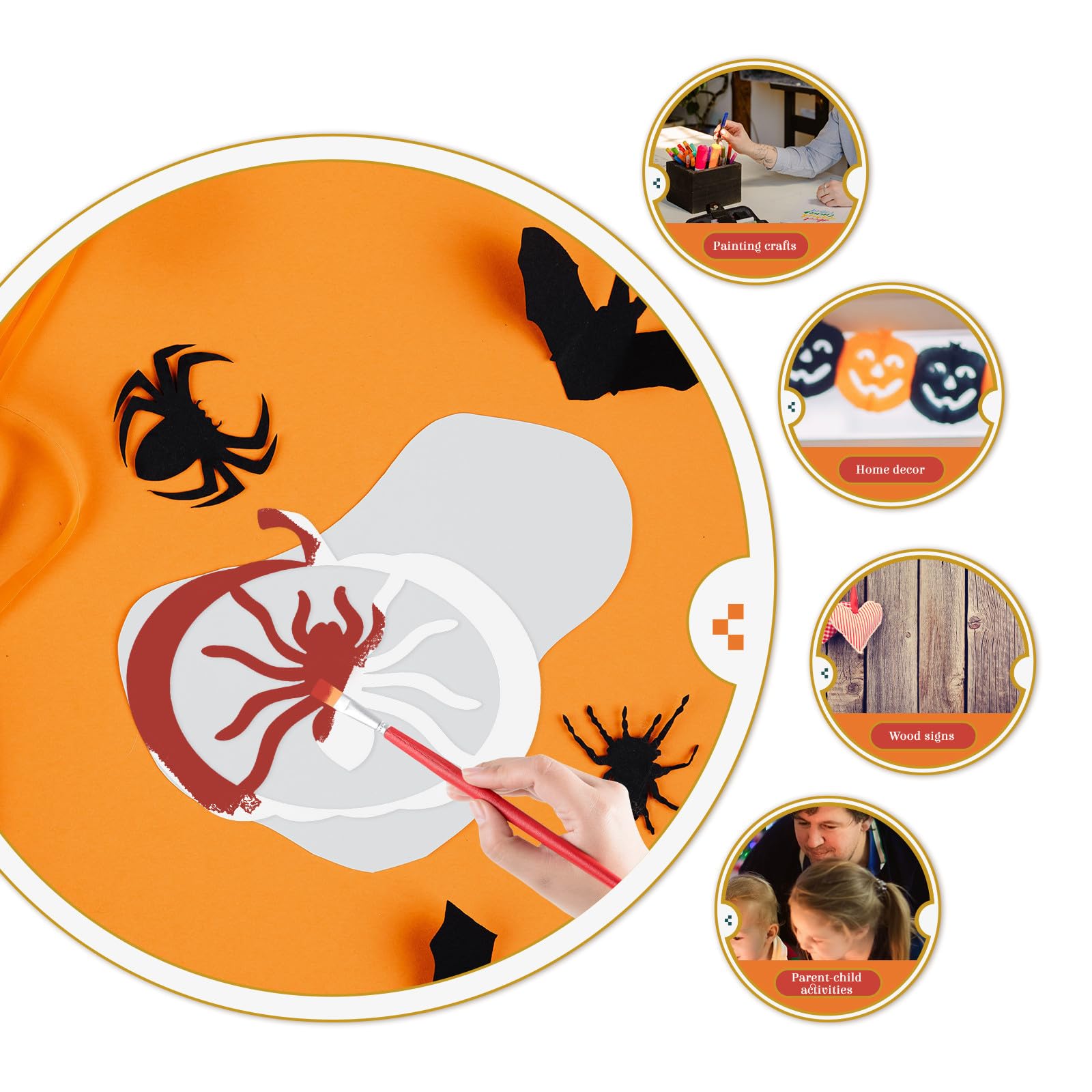 OSALADI 60 Pezzi Stencil per Pittura a Zucca di Halloween in Pet Bianco Leggero, Modello Versatile per Decorazioni Domestiche e Insegne in Legno Riutilizzabile