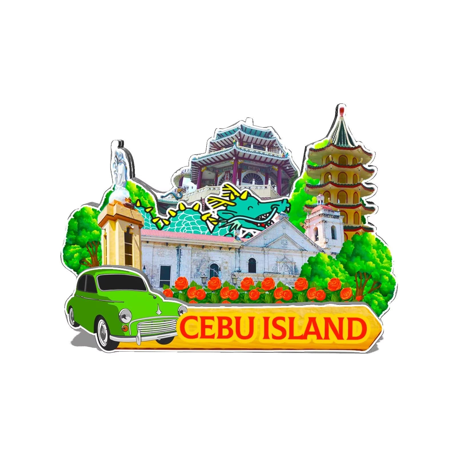 Orlybar Philippines Cebu Island Magnet Fridge Magnet Wooden 3D Landmarks Travel Collectible Souvenirs Decoration Handmade -590