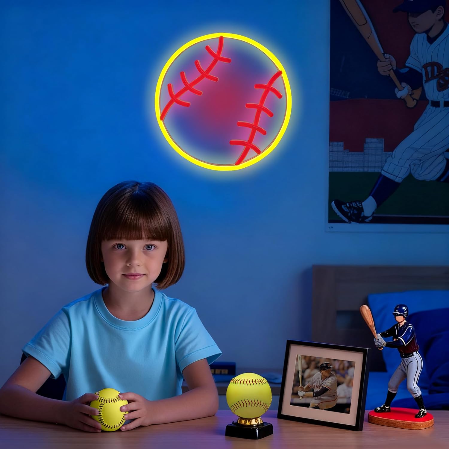 Softball Neon Sign for Wall Decor - 9x9 Inches USB Powered LED Light with Adjustable Brightness, Sports Room Decor for Girls, Perfect Softball Gifts for Mom and Fans - Image 4