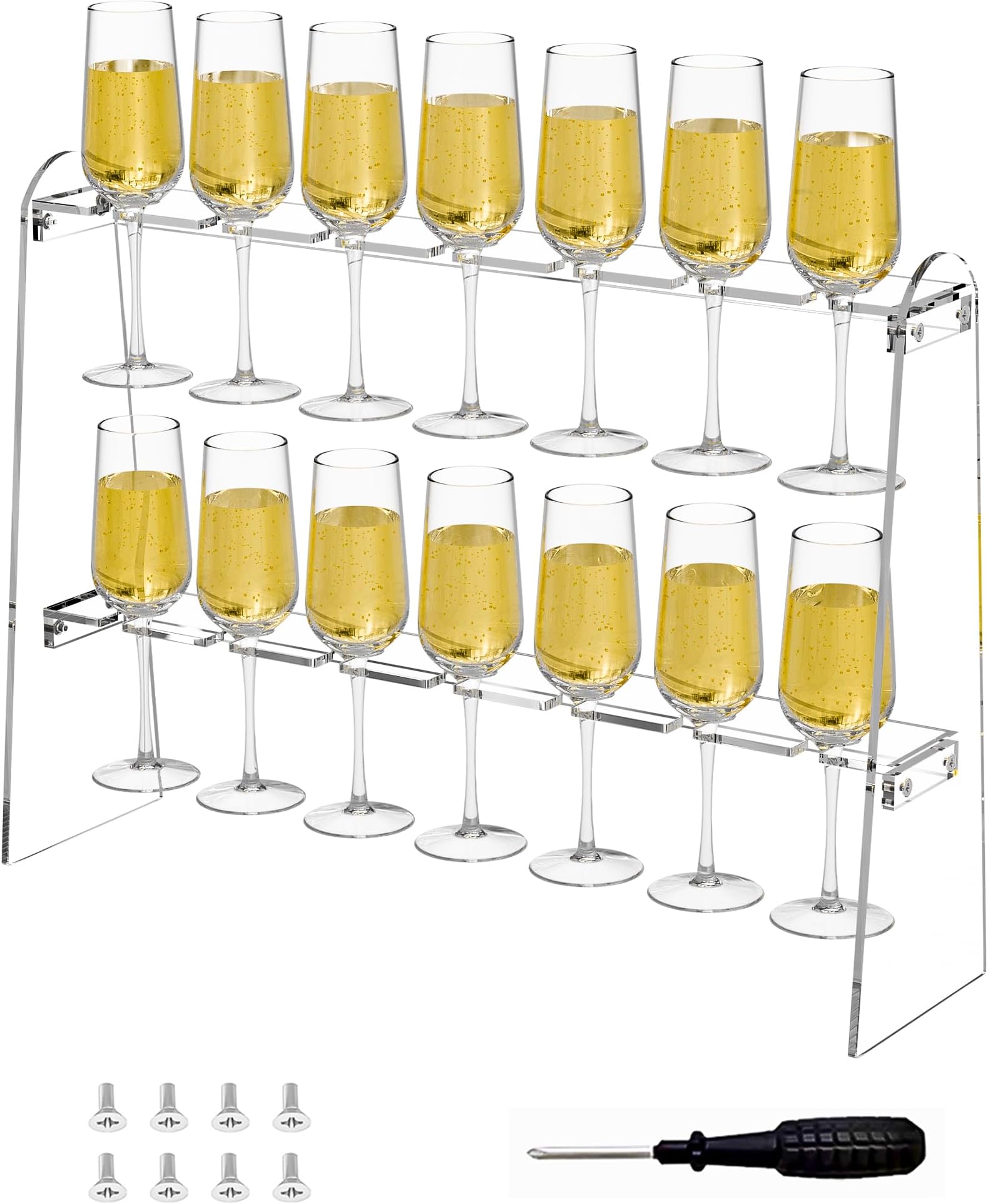 Amazon.com: Tableclothsfactory 3-Tier Wooden Champagne Glass Flute ...
