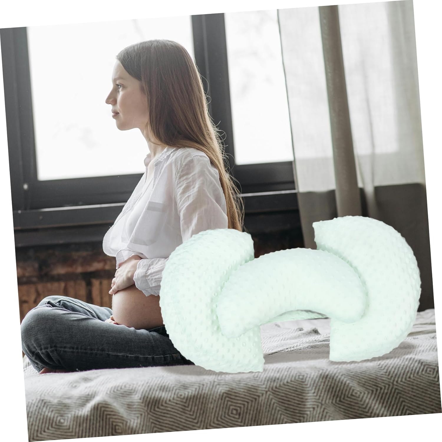 1set Cooling Maternity Pillow for Side Sleeping Multi-Functional Waist Support for Pregnant Women Comfortable Pregnancy Mint Green for Back and Belly Support