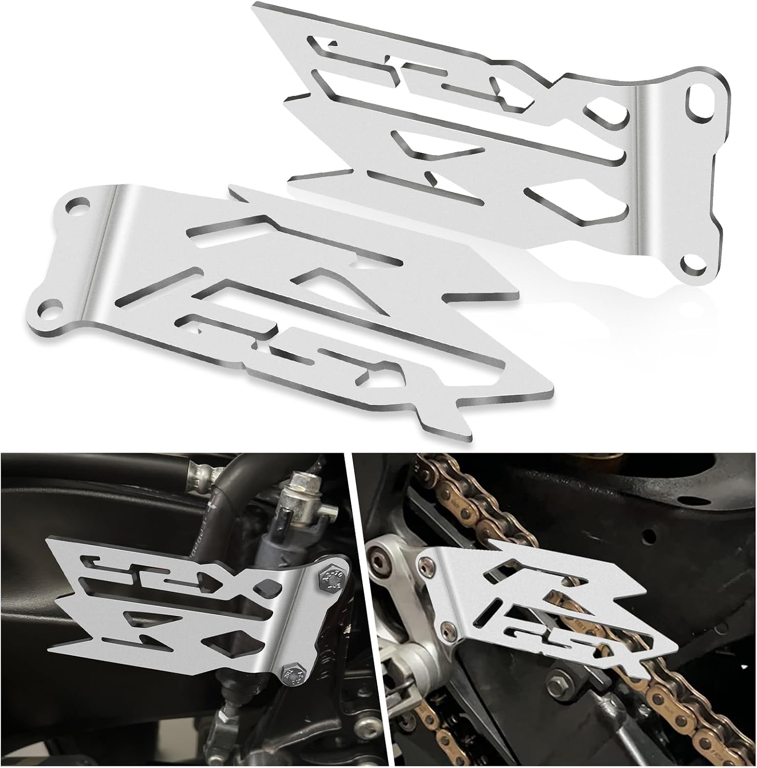 Foot Pegs Heel Plates Guard Protector for Suzuki GSXR 600/GSXR-750 2006-2016 & GSX-R1000 2003-2016, Chrome